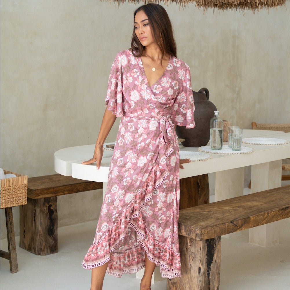 Jodoh Wrap Dress (Cerise)